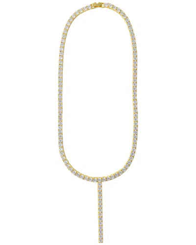 CLOVERPOST MILE 14K PLATED CZ TENNIS LARIAT NECKLACE