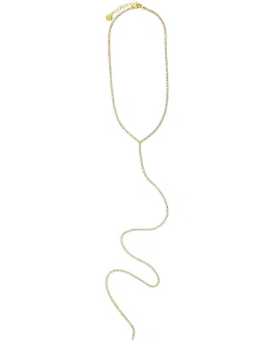 Cloverpost Ryan 14k Plated Cz Tennis Lariat Necklace In Gold