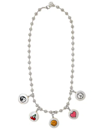 Cloverpost Squad 14k Plated 15-16mm Pearl Charm Necklace In Red