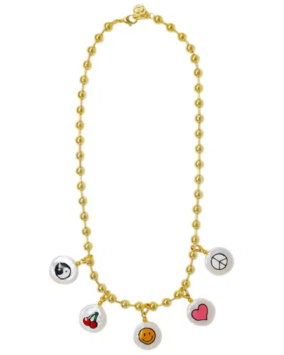 CLOVERPOST SQUAD 14K PLATED 15-16MM PEARL CHARM NECKLACE