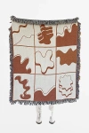 Clr Shop Amoeba Woven Throw Blanket In Clay At Urban Outfitters