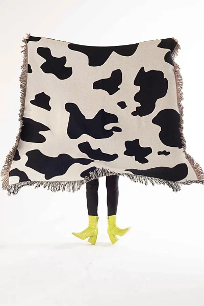 Clr Shop Cowgirl Woven Throw Blanket In Oat/black At Urban Outfitters