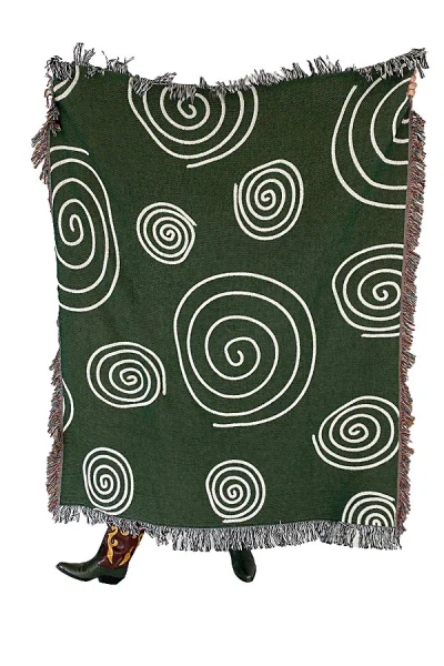 Clr Shop Ctrl Shop Twirls & Swirls Woven Throw Blanket In Forest Green At Urban Outfitters