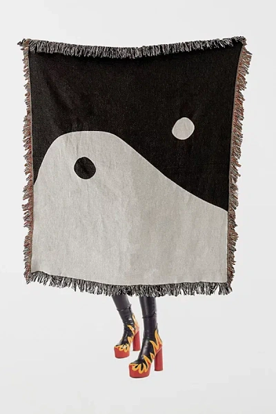 Clr Shop Ctrl Shop Yin Yang Woven Throw Blanket In Oyster At Urban Outfitters