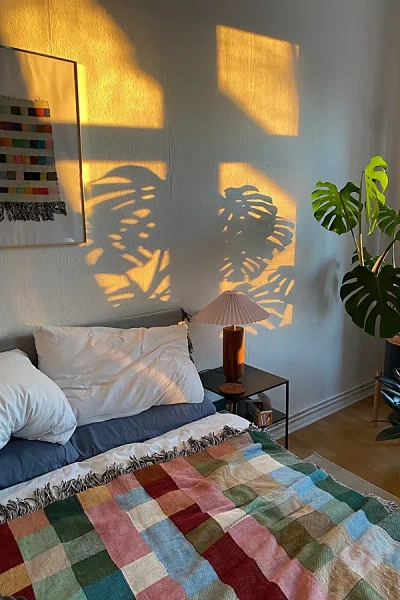 Clr Shop Farmhouse Woven Throw Blanket In /colored At Urban Outfitters