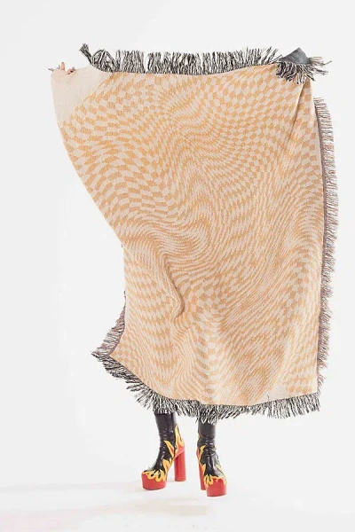 Clr Shop Melted Butterscotch Woven Throw Blanket In Gold At Urban Outfitters