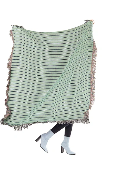 Clr Shop Stripey Woven Throw Blanket In Mint And Blue At Urban Outfitters