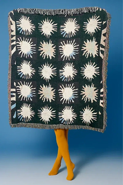 Clr Shop Sunburst Woven Throw Blanket In B & W At Urban Outfitters