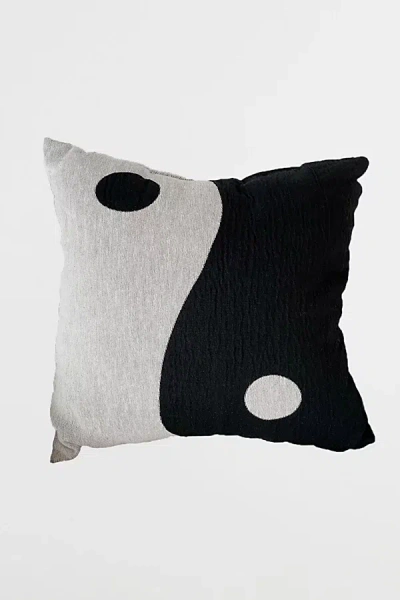 Clr Shop Yin Yang Woven Throw Pillow In Oyster At Urban Outfitters In Black