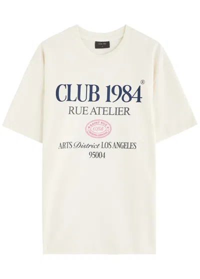 Club 1984 Art District Printed Cotton T-shirt In Off White
