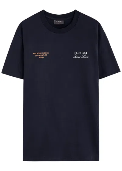 Club 1984 Melrose Printed Cotton T-shirt In Navy