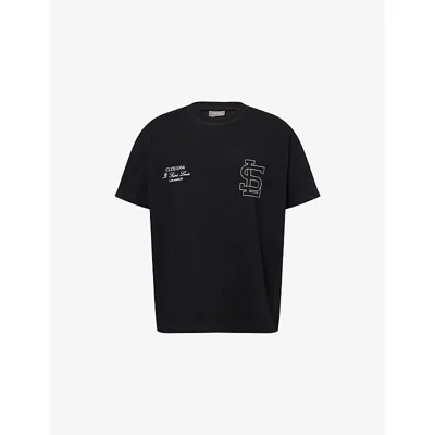 Club 1984 Mens Black Athletics Logo-embroidered Cotton T-shirt Xl