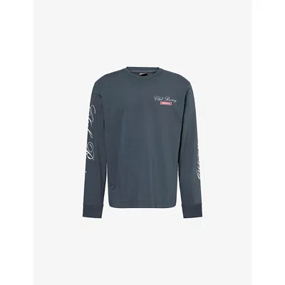 Club 1984 Mens Wshed Grey Club Racing Long-sleeve Cotton Top In Gray