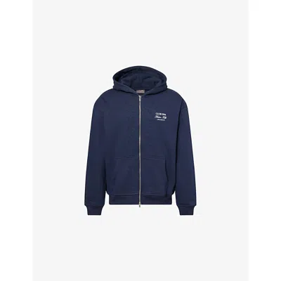 Club 1984 Mens Navy Hidden Hills Logo-embroidered Cotton Hoody In Blue