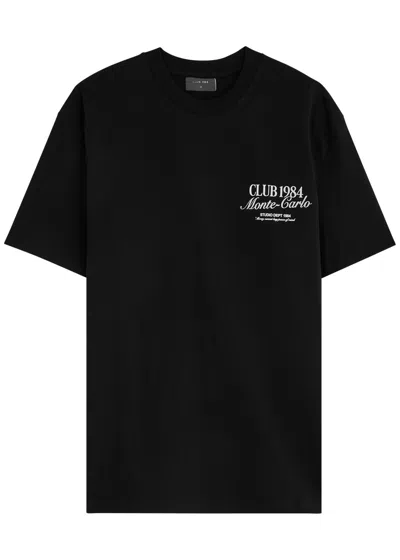 Club 1984 Monte Carlo Printed Cotton T-shirt In Black