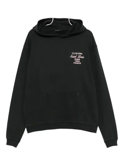 Club 1984 Rue Amore Script Hoodie In Black