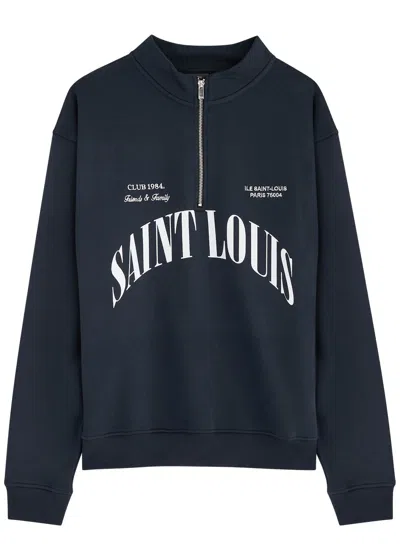Club 1984 Saint Louis Half-zip Cotton Sweatshirt In Navy