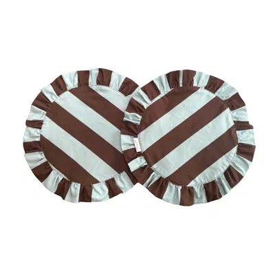 Club Carlotta Tableware Darcy Placemats Brown Blue Stripes