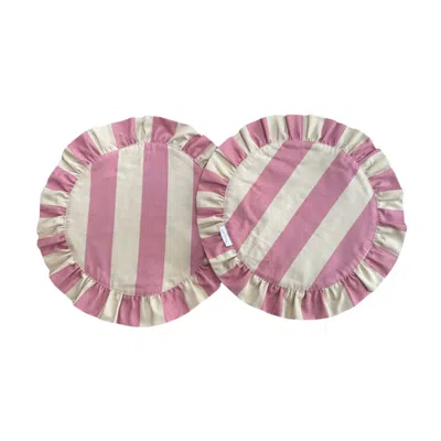 Club Carlotta Tableware Darcy Placemats Pink Beige Stripes
