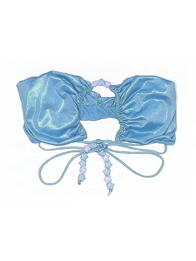 Pre-owned Club Exx Swimsuit Top Blue Halter Neckline Swimwear