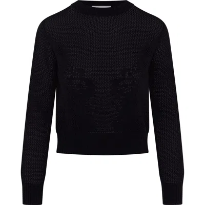 Club Malibu Crochet Design Cropped Ribbed Trim Sweater In Brown