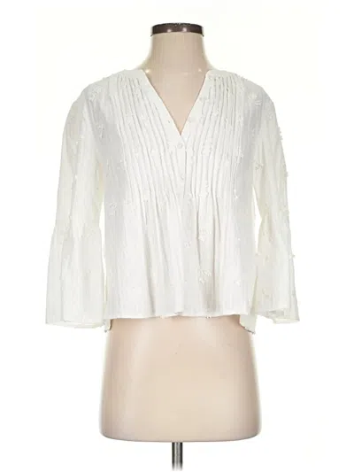 Pre-owned Club Monaco 3/4 Sleeve Blouse In White