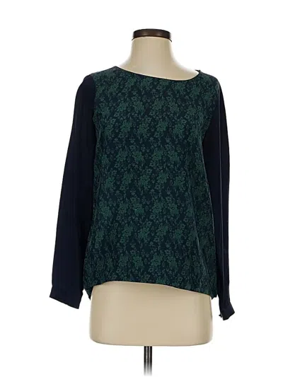 Pre-owned Club Monaco 3/4 Sleeve Silk Top Green Boatneck Tops