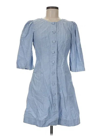 Pre-owned Club Monaco 3/4 Sleeve Top Blue Square Neckline Tops