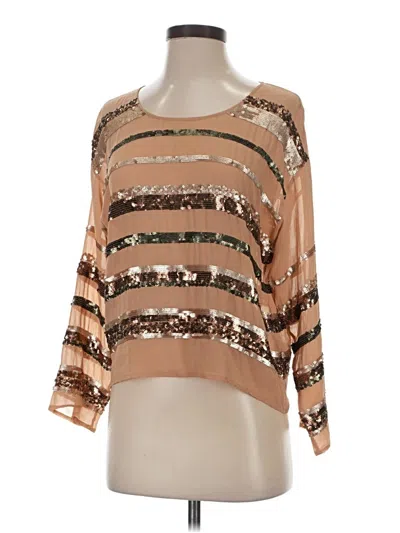 Pre-owned Club Monaco 3/4 Sleeve Top Gold Square Neckline Tops