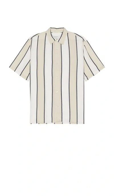 Club Monaco Striped Lyocell And Cotton-blend Shirt In Neutrals