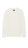 Club Monaco Boucle Half Diamond Crew Sweater In Ivory Marshmallow