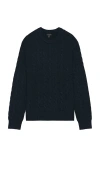 Club Monaco Cashmere Cable Crew Sweater In 藏青色