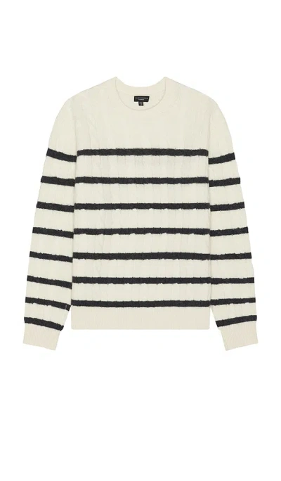 Club Monaco Cashmere Cable Crew Sweater In 象牙白拼接