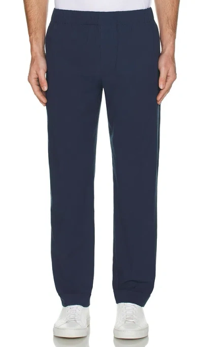 Club Monaco Elasticated Seersucker Trouser In Navy