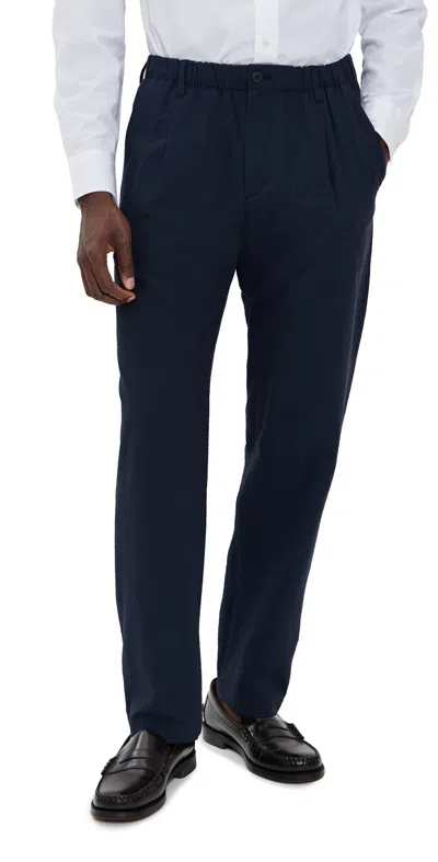 Club Monaco Elasticated Seersucker Trousers Navy