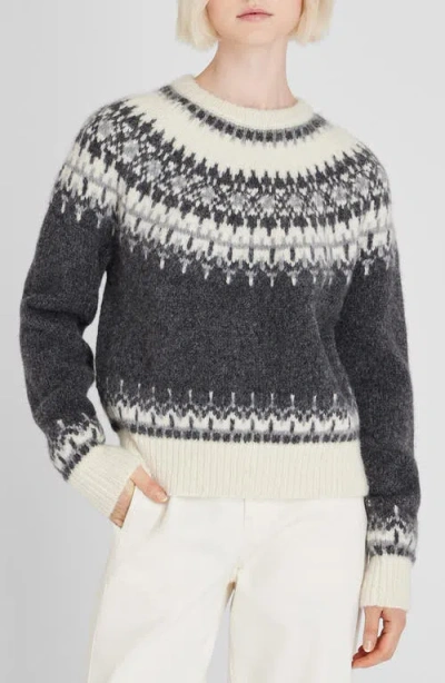 Club Monaco Fair Isle Alpaca Blend Crewneck Sweater In Black Multi