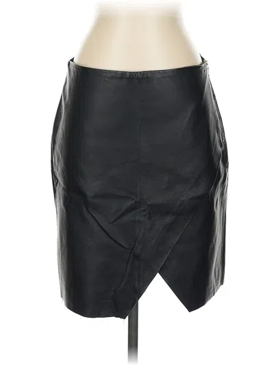 Pre-owned Club Monaco Faux Leather Skirt In Black