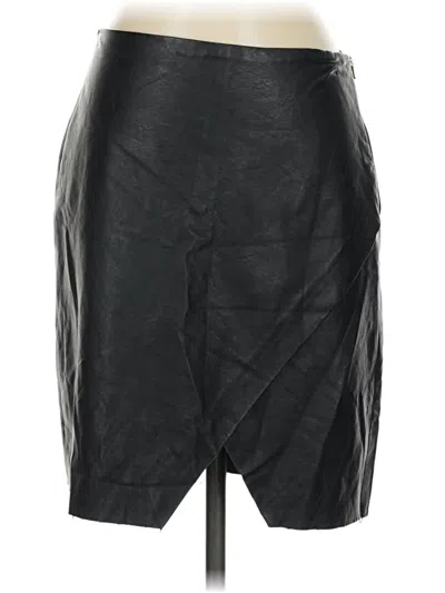 Pre-owned Club Monaco Faux Leather Skirt In Black