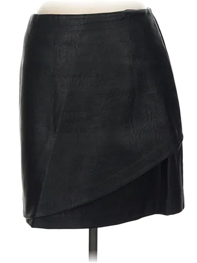 Pre-owned Club Monaco Faux Leather Skirt In Black