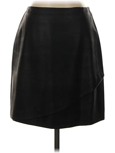 Pre-owned Club Monaco Faux Leather Skirt In Black
