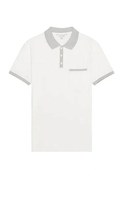 Club Monaco Feeder Collar Polo In White