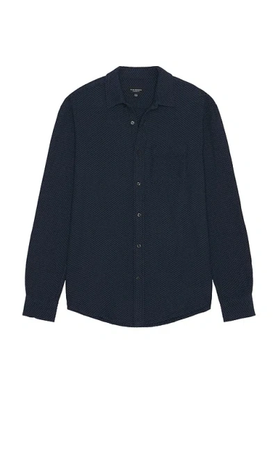 Club Monaco Herringbone Texture Shirt In Blue Mix