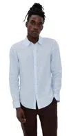 Club Monaco Italian Linen Striped Shirt Stripe