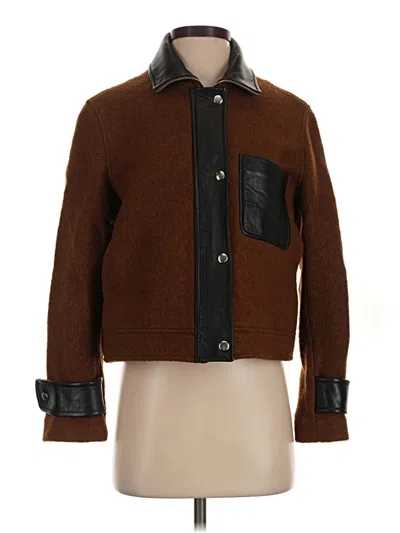 Pre-owned Club Monaco Leather Jacket In Brown