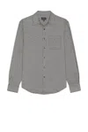 Club Monaco Lightweight Houndstooth Flannel Shirt In Black & White