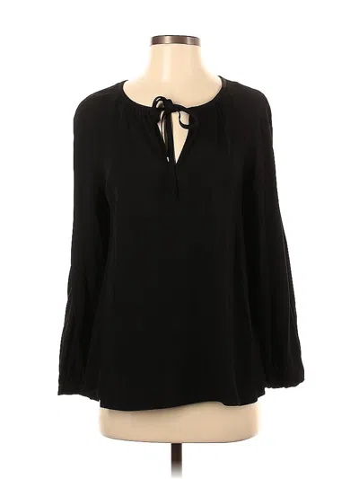 Pre-owned Club Monaco Long Sleeve Blouse In Black