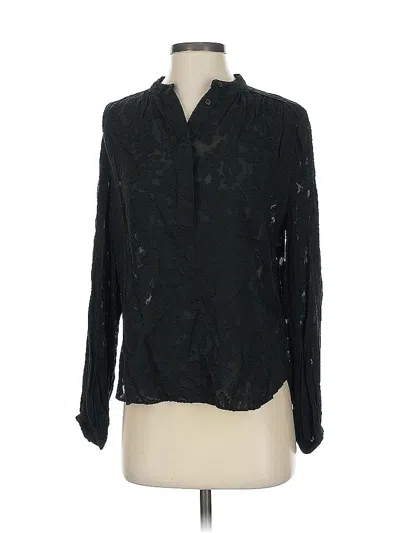 Pre-owned Club Monaco Long Sleeve Blouse In Black