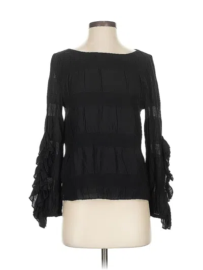 Pre-owned Club Monaco Long Sleeve Blouse In Black