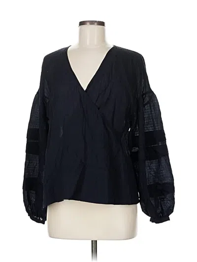 Pre-owned Club Monaco Long Sleeve Blouse In Black