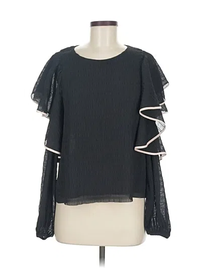 Pre-owned Club Monaco Long Sleeve Blouse In Black